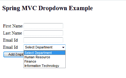 Spring MVC 填充和验证下拉列表示例 - 图1