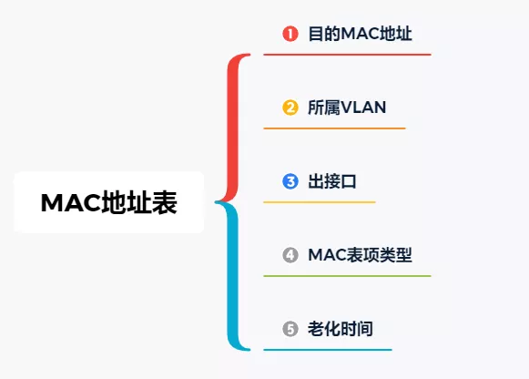 交换机MAC地址表的五大要素：目的MAC地址、所属VLAN、出接口、类型、老化时间 - 图6
