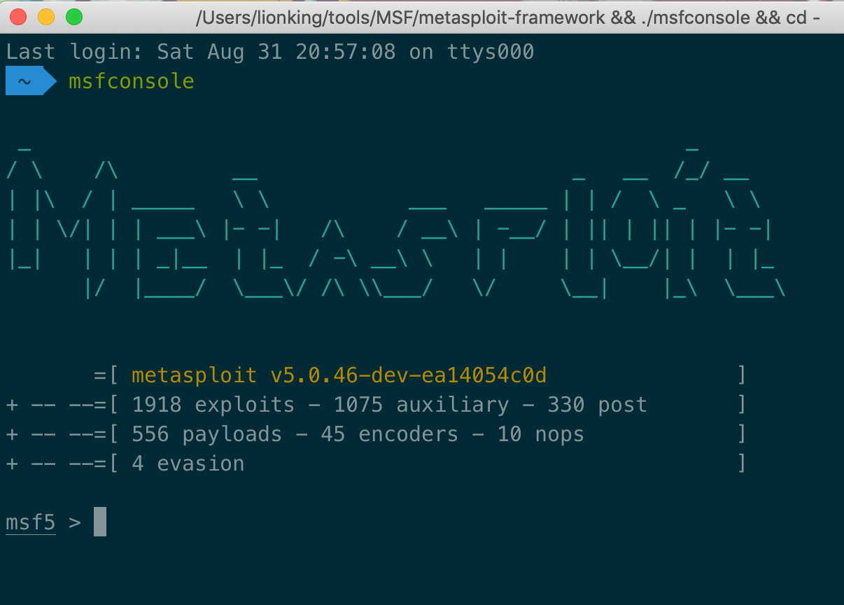 MacbookPro上安装nmap和Metasploit - 图1