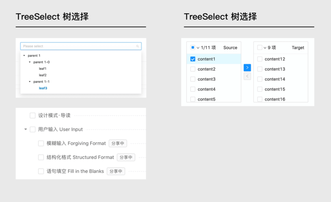 树形选框和穿梭框的区别 - 图1