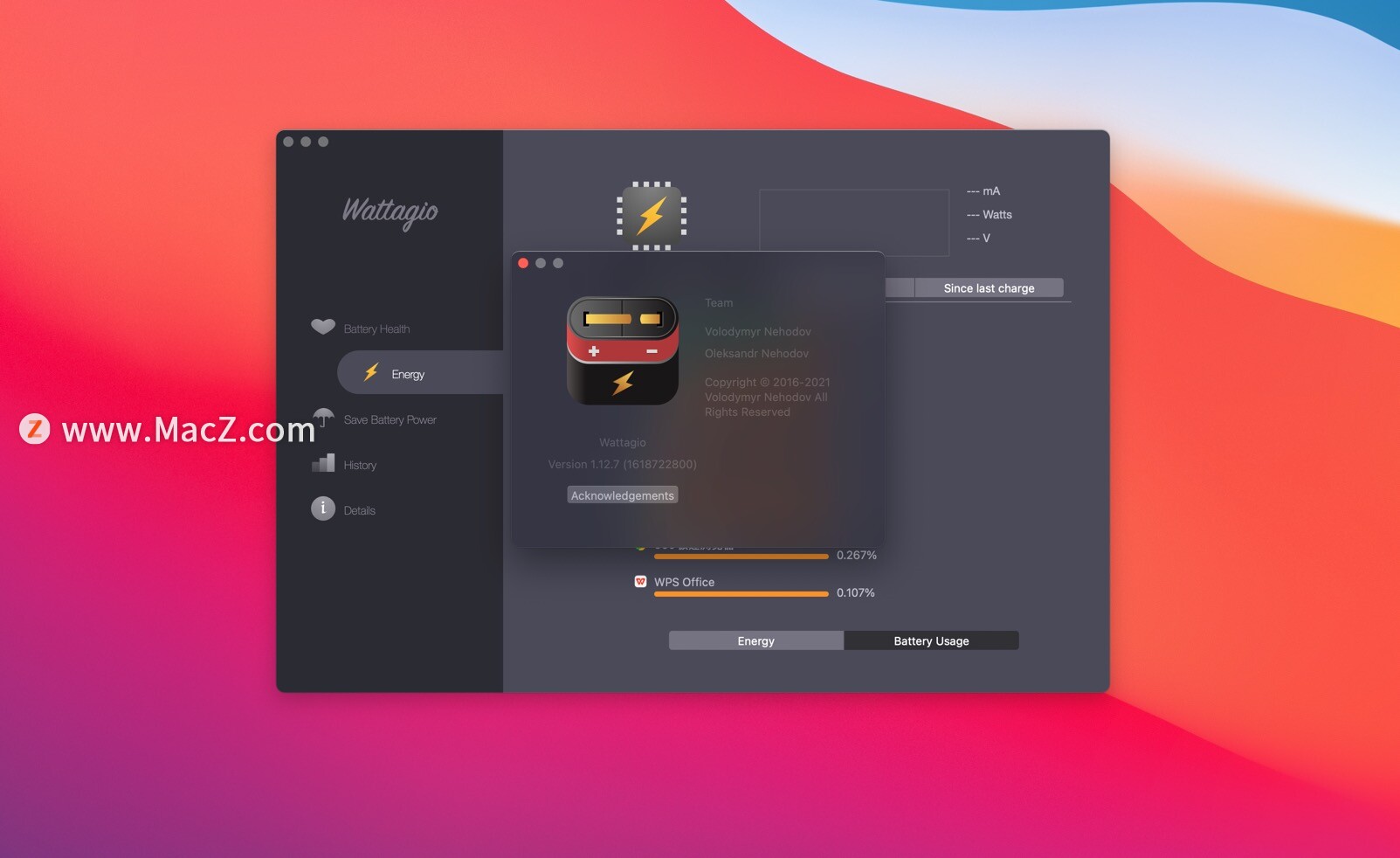 Wattagio for Mac(电池管理) v1.12.7免激活版 - 图1