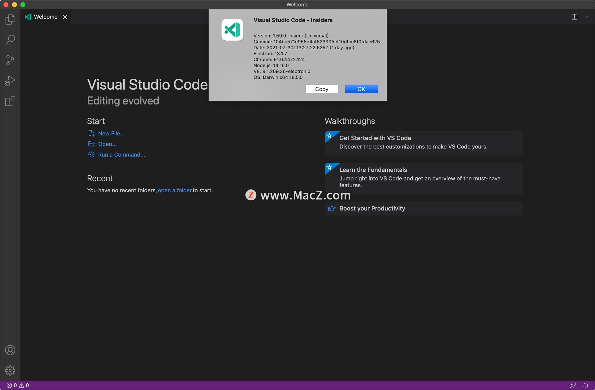 Visual Studio Code Insiders for Mac(现代化轻量级代码编辑器)1.59.0中文版 - 图1