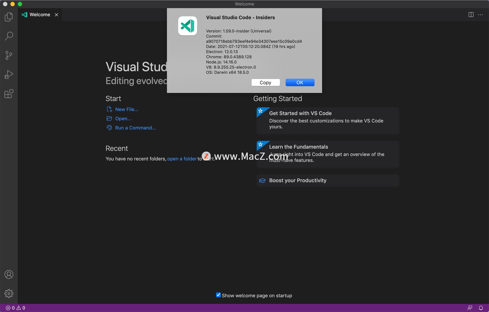 Visual Studio Code Insiders for Mac(现代化轻量级代码编辑器)1.59.0中文版 - 图1