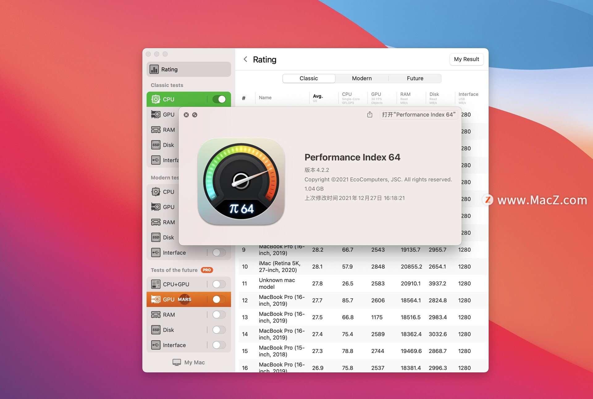 系统性能监测软件Performance Index 64 Pro for Mac4.2.2免激活版 - 图1