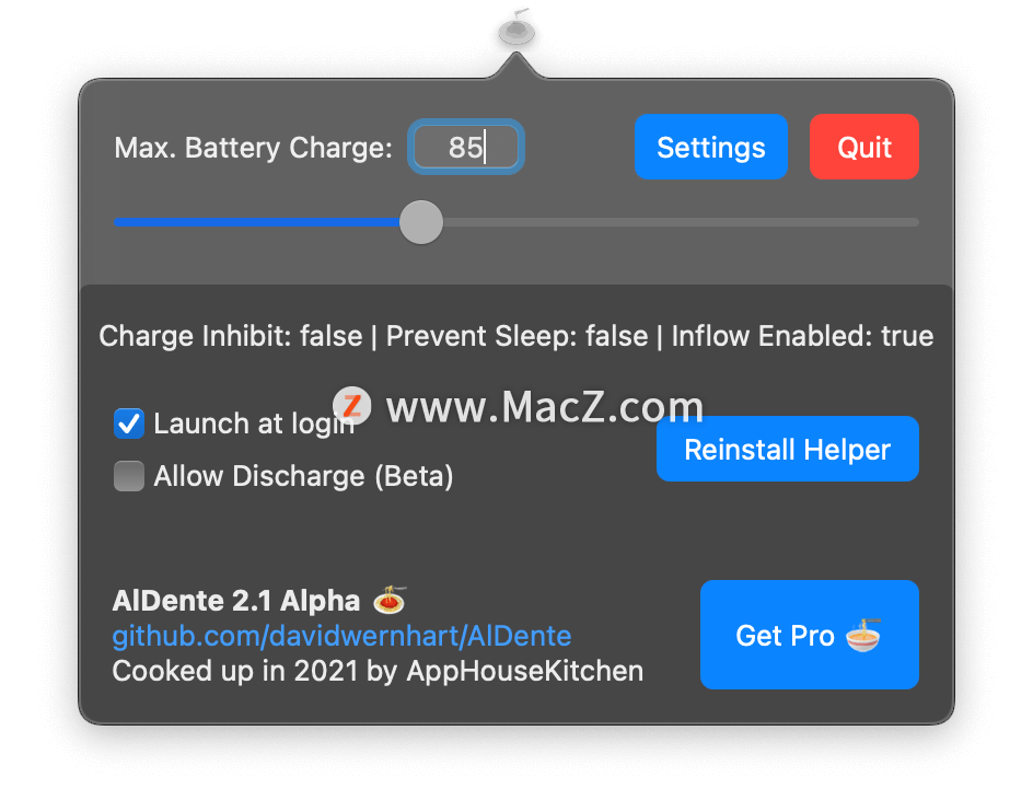AlDente: 限制 Macbook 最大充电量，保护电池健康的小工具 - 图4