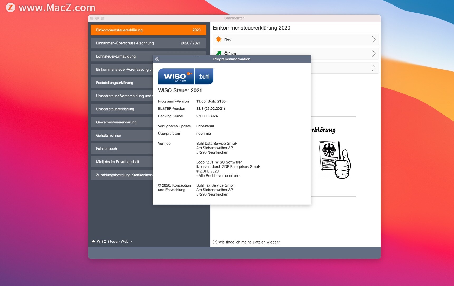 WISO steuer 2021 for mac(税务报表软件)v11.05.2130免激活版 - 图1