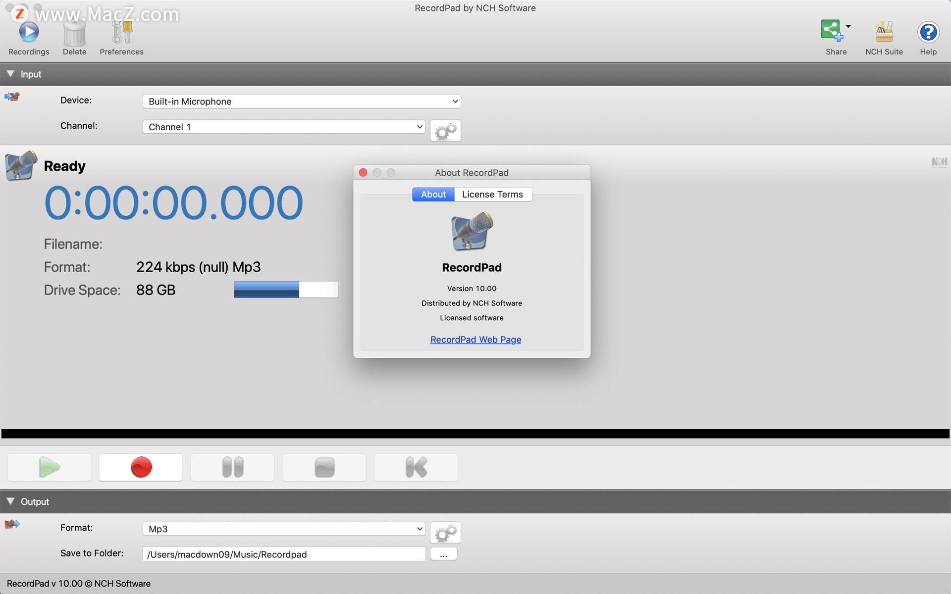 NCH RecordPad for mac(音频录制工具)v10.00激活版 - 图1