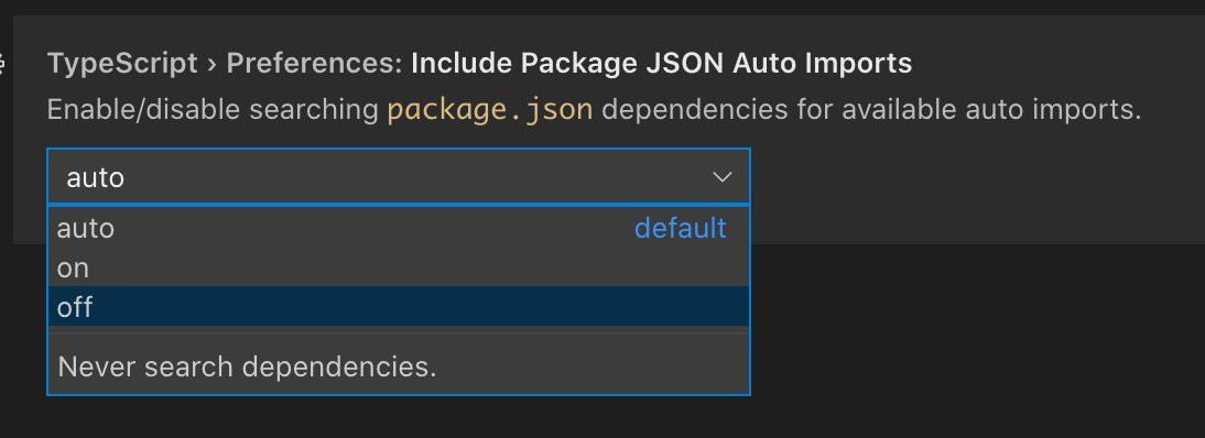 Configuring 'include package JSON auto imports'
