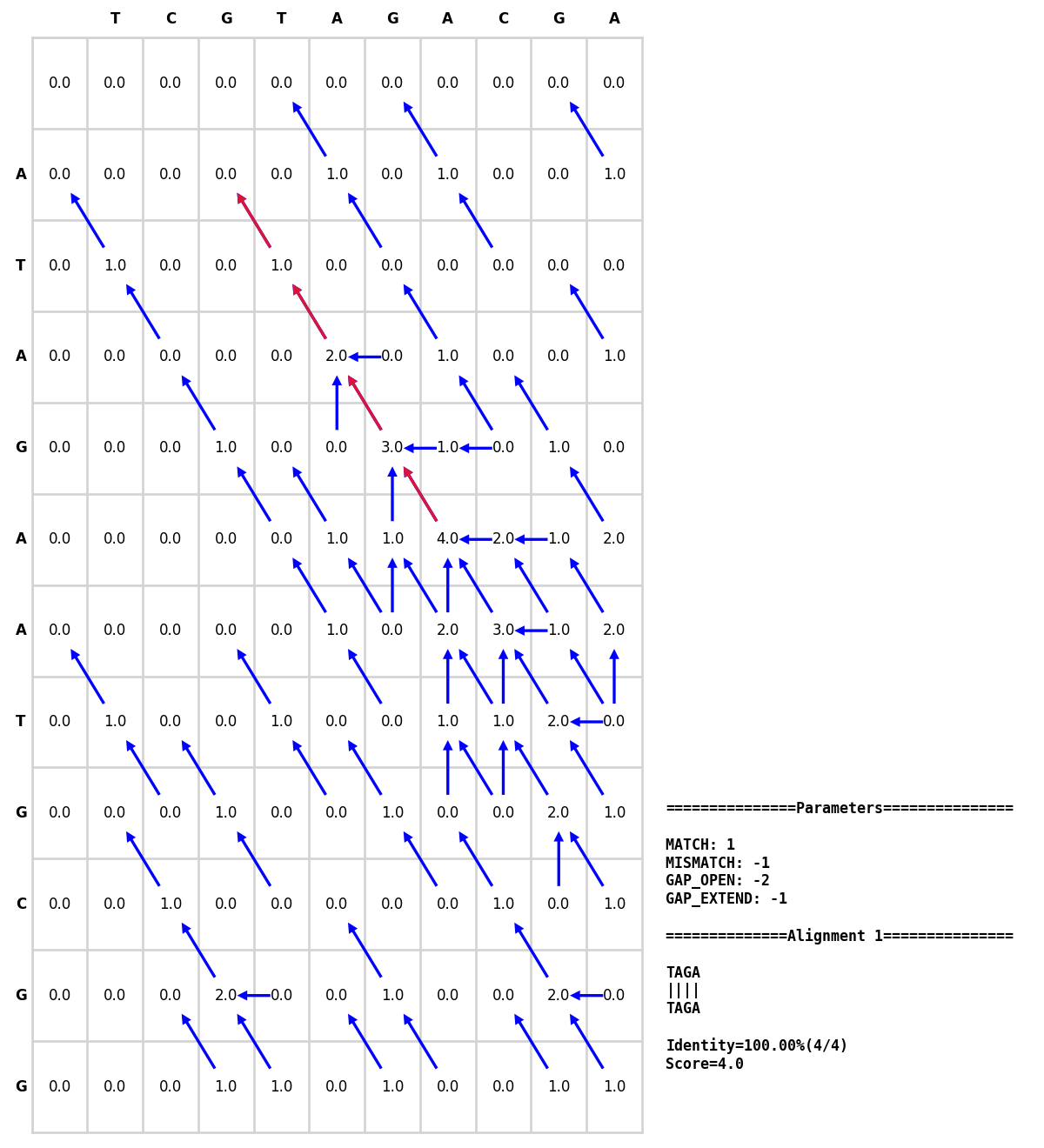 用Python实现Needleman-Wunsch和Smith-Waterman算法 - 图8