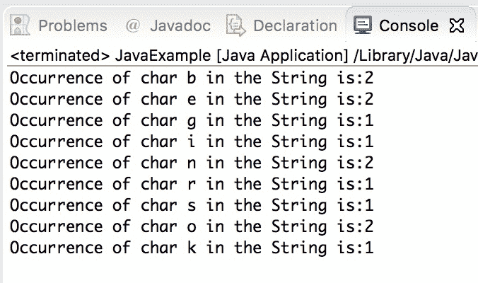 Java 程序：查找字符串中字符的出现 - 图1