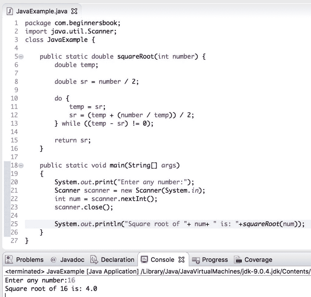 Java 程序：不使用`sqrt`查找数字的平方根 - 图1