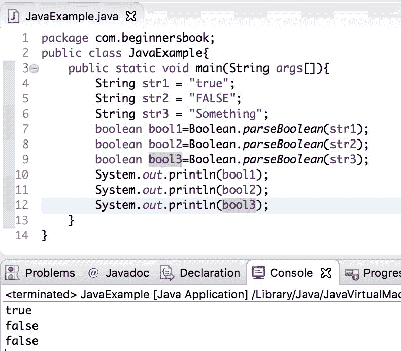 Java 程序：`String`到`boolean`的转换 - 图1