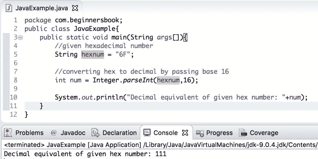 Java 程序：十六进制到十进制的转换 - 图1