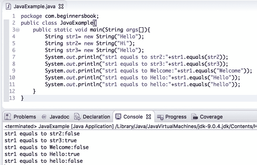 Java String`equals()`和`equalsIgnoreCase()`方法 - 图1