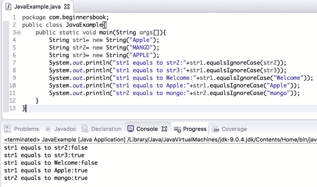 Java String`equals()`和`equalsIgnoreCase()`方法 - 图2