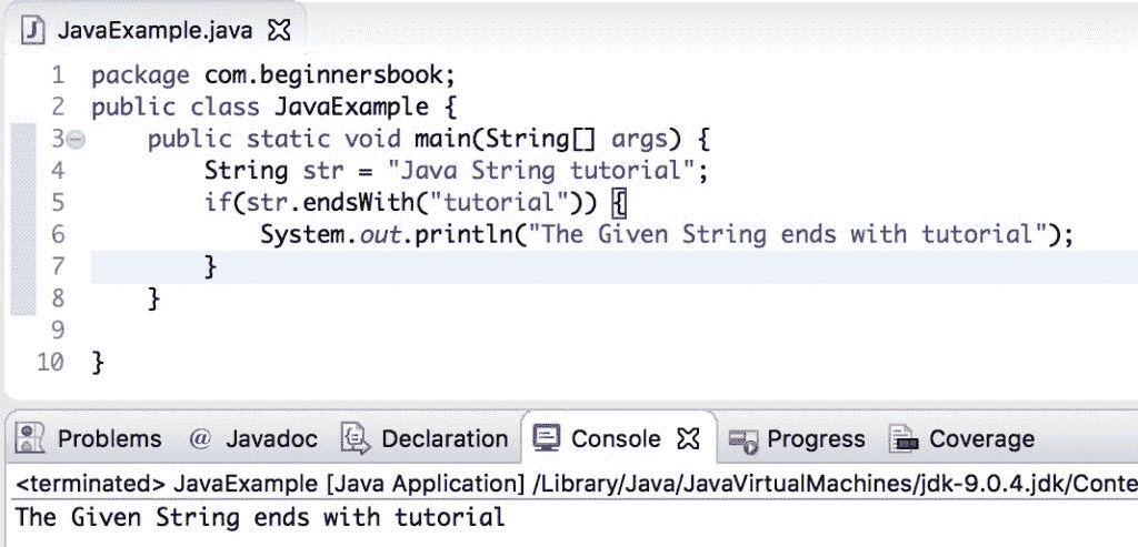 Java `String endsWith()`方法 - 图1