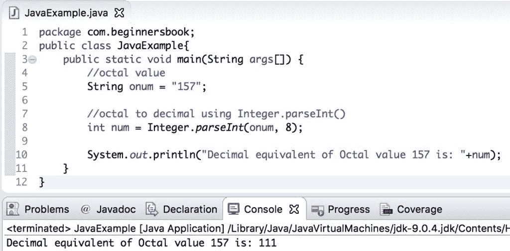 Java 程序：八进制到十进制的转换 - 图1