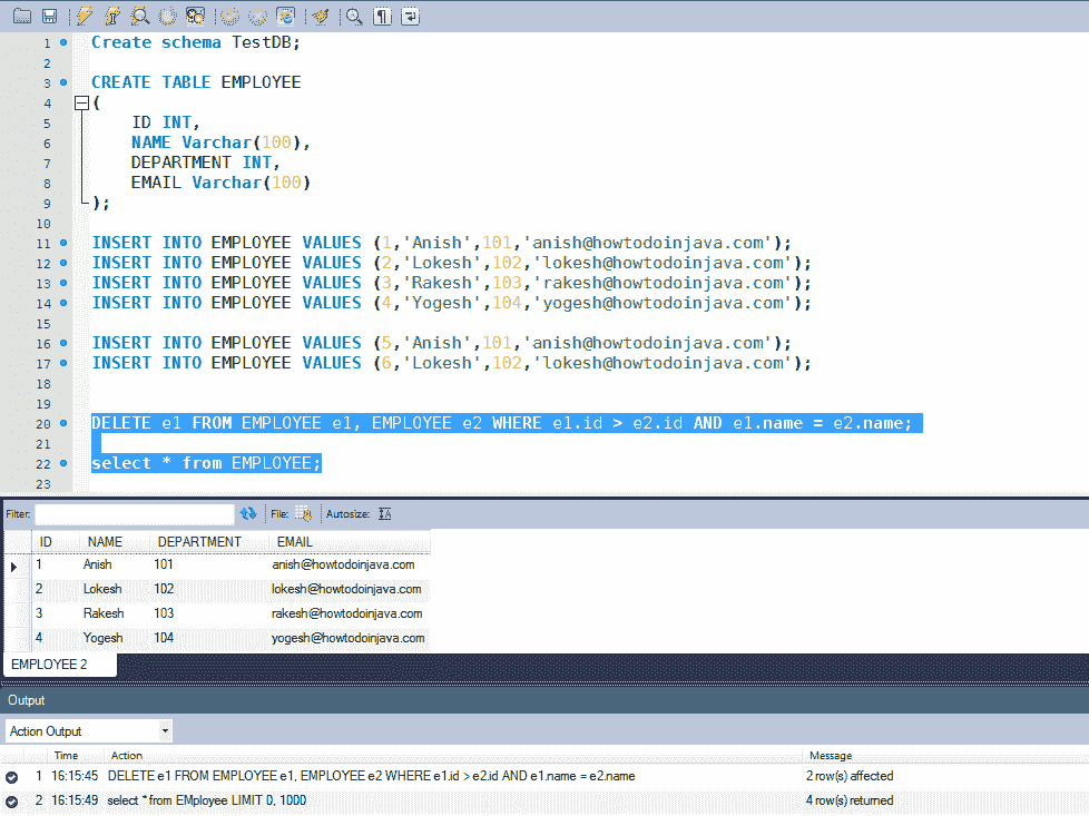 SQL – 不使用临时表删除重复行 - 图1