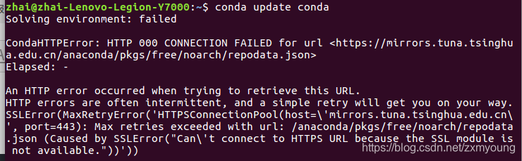 anaconda换源后无法创建新的虚拟环境，并报错CondaHTTPError: HTTP 000 CONNECTION FAILED for url ＜https://mirrors.tuna.ts_zxmyoung的博客-CSDN博客 - 图4