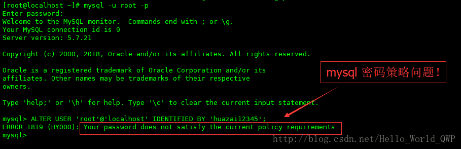 ERROR 1819 (HY000): Your password does not satisfy the current policy requirements - 图1
