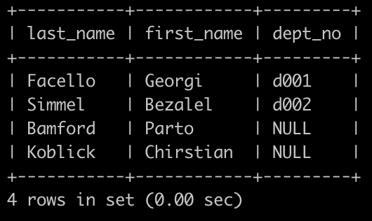 查找所有员工的last_name和first_name以及对应部门编号dept_no - 图3