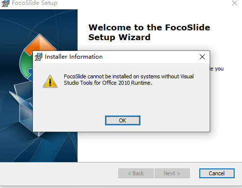 安装异常：“FocoSlide cannot be installed on systems ……" - 图1