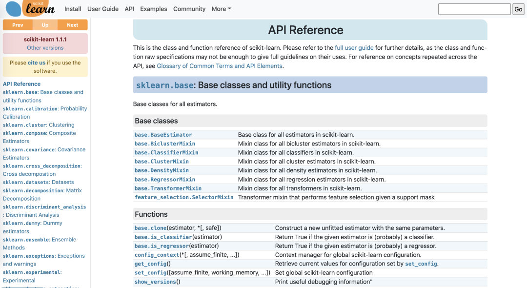 https://scikit-learn.org/stable/modules/classes.html#api-reference