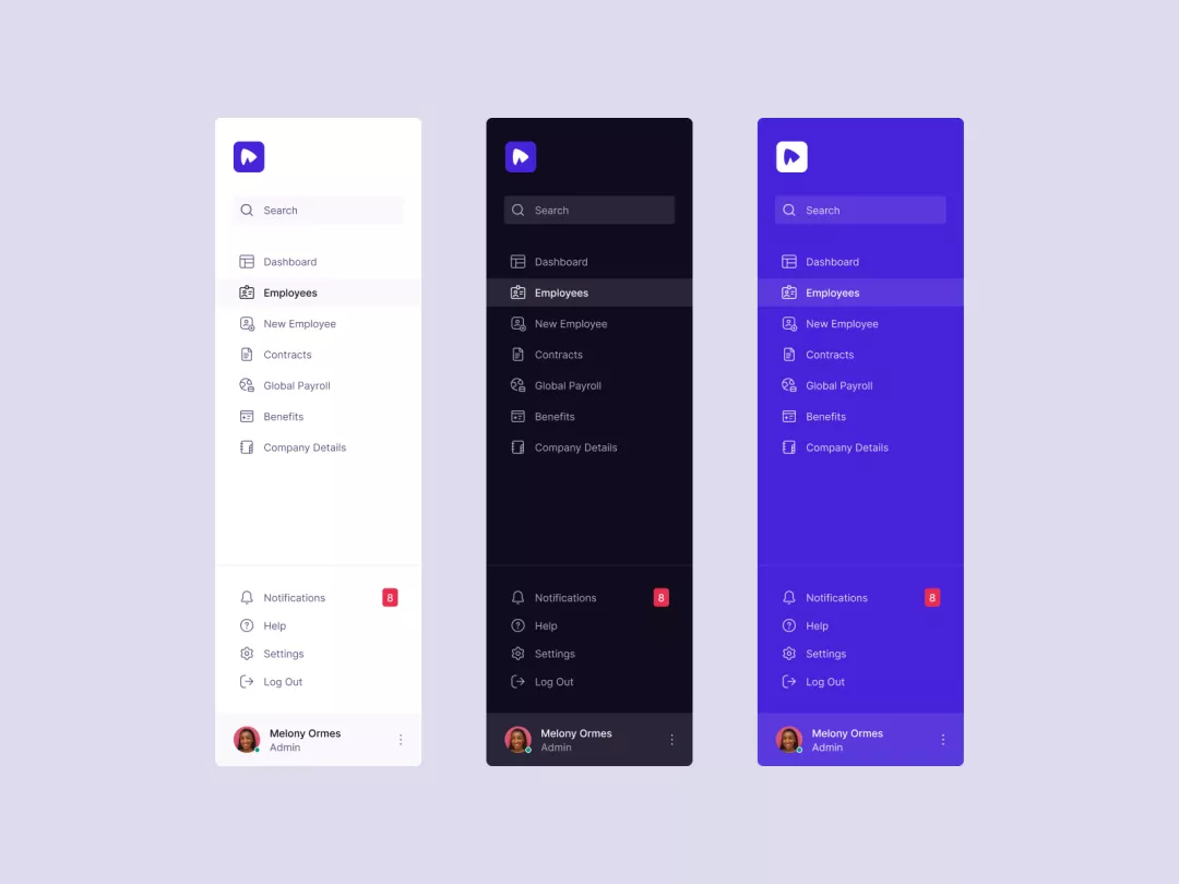 Sidebar Navigation UI by Sanja Zakovska