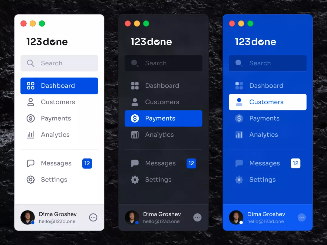 Sidebar Navigation w/ Universal Icon Set v2.0 by Dima Groshev | 123done