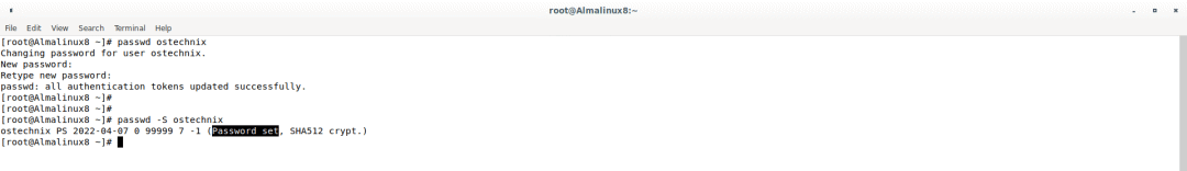 图 2：在Linux中设置账户密码