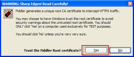 5.Trust FiddlerRoot Certificate(信任Fiddler根证书) - 图1