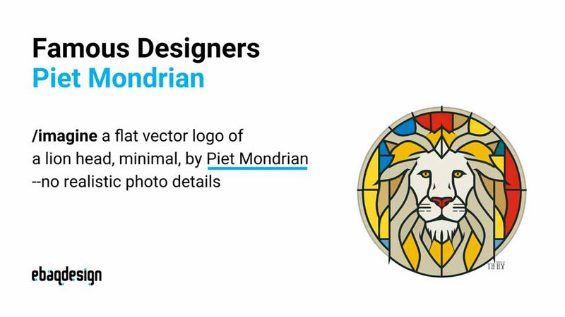 想象一只由Piet Mondrian创作的简洁平面矢量狮子头标志，不要有逼真的照片细节。