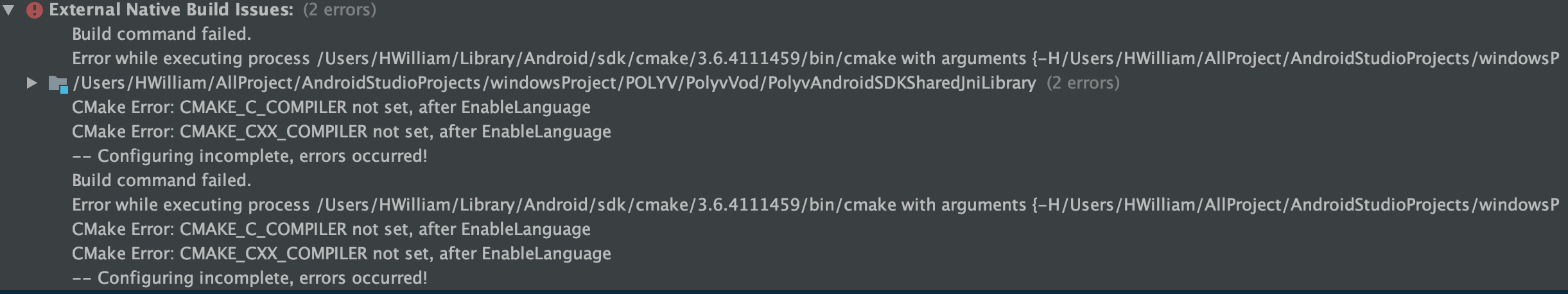 ndk r10e版本和cmake版本不兼容同步错误 - 图2