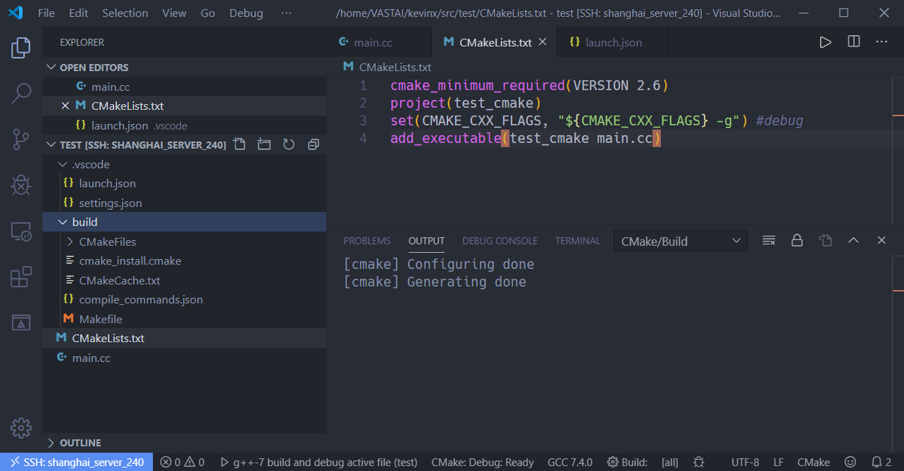 vs code + CMake 远程编译和调试c/c++程序 - 图6