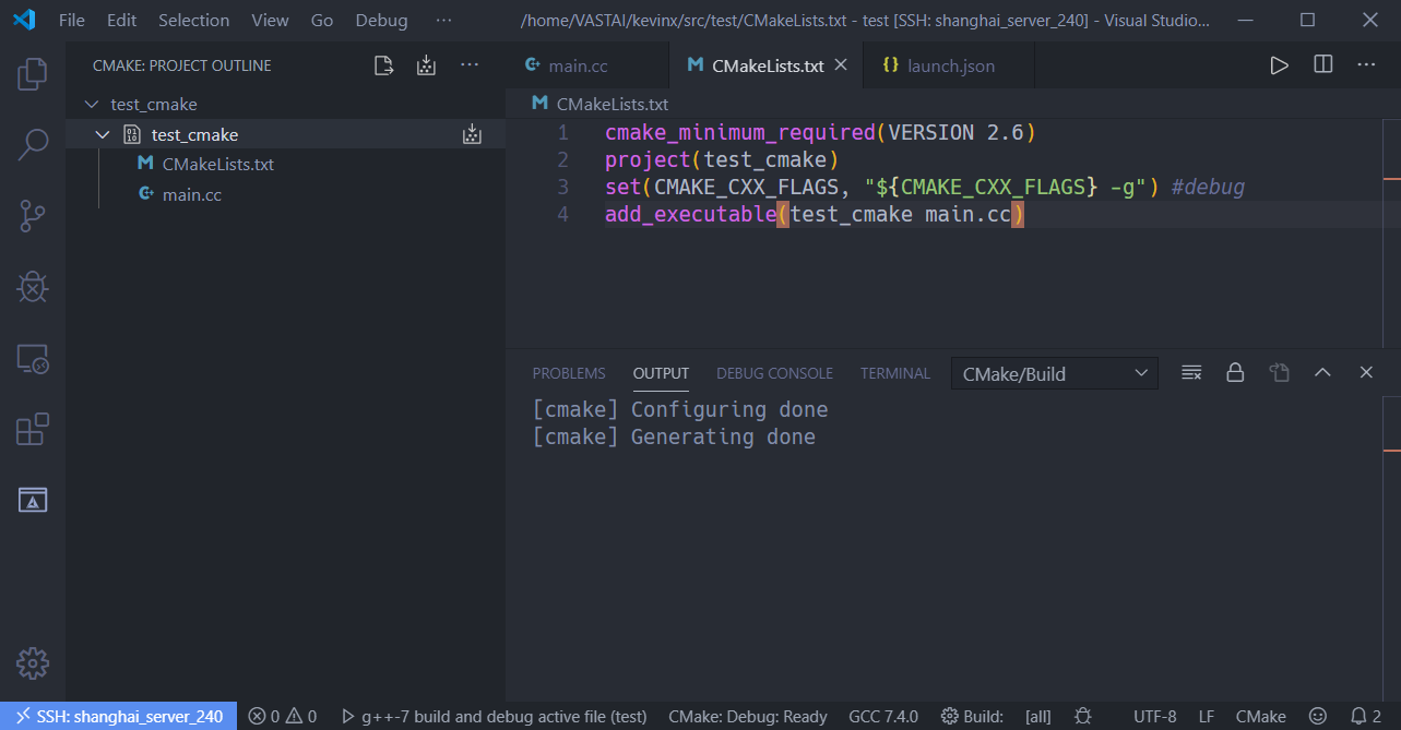 vs code + CMake 远程编译和调试c/c++程序 - 图5