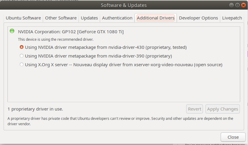 在Ubuntu18上安装Nvidia drivers的几种方式 - 图1