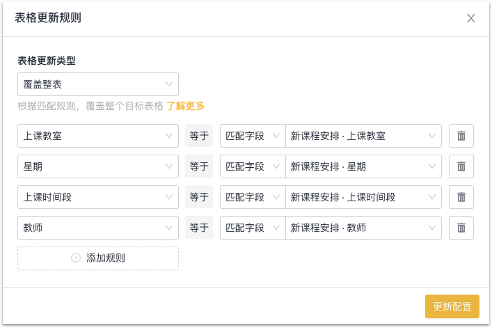 表格子字段更新表格-覆盖整表 - 图5