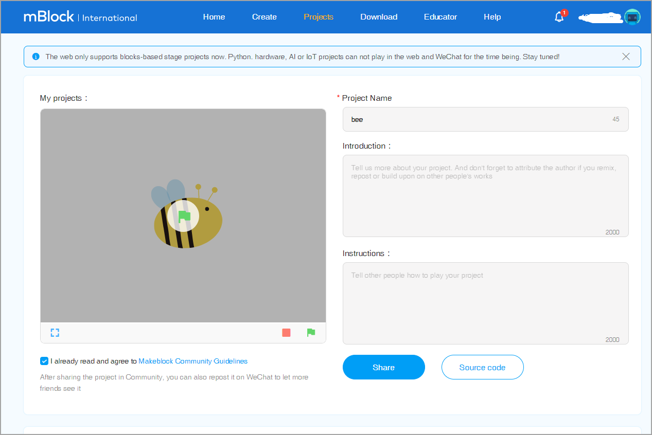 Share Your Projects in the mBlock Community - 图5