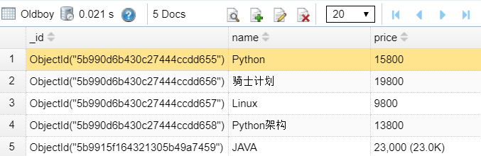 Day124 MongoDB初识,增删改查操作,数据类型,$关键字以及$修改器,"$"的奇妙用法,Array Object 的特殊操作,选取跳过排序,客户端操作 - 图25