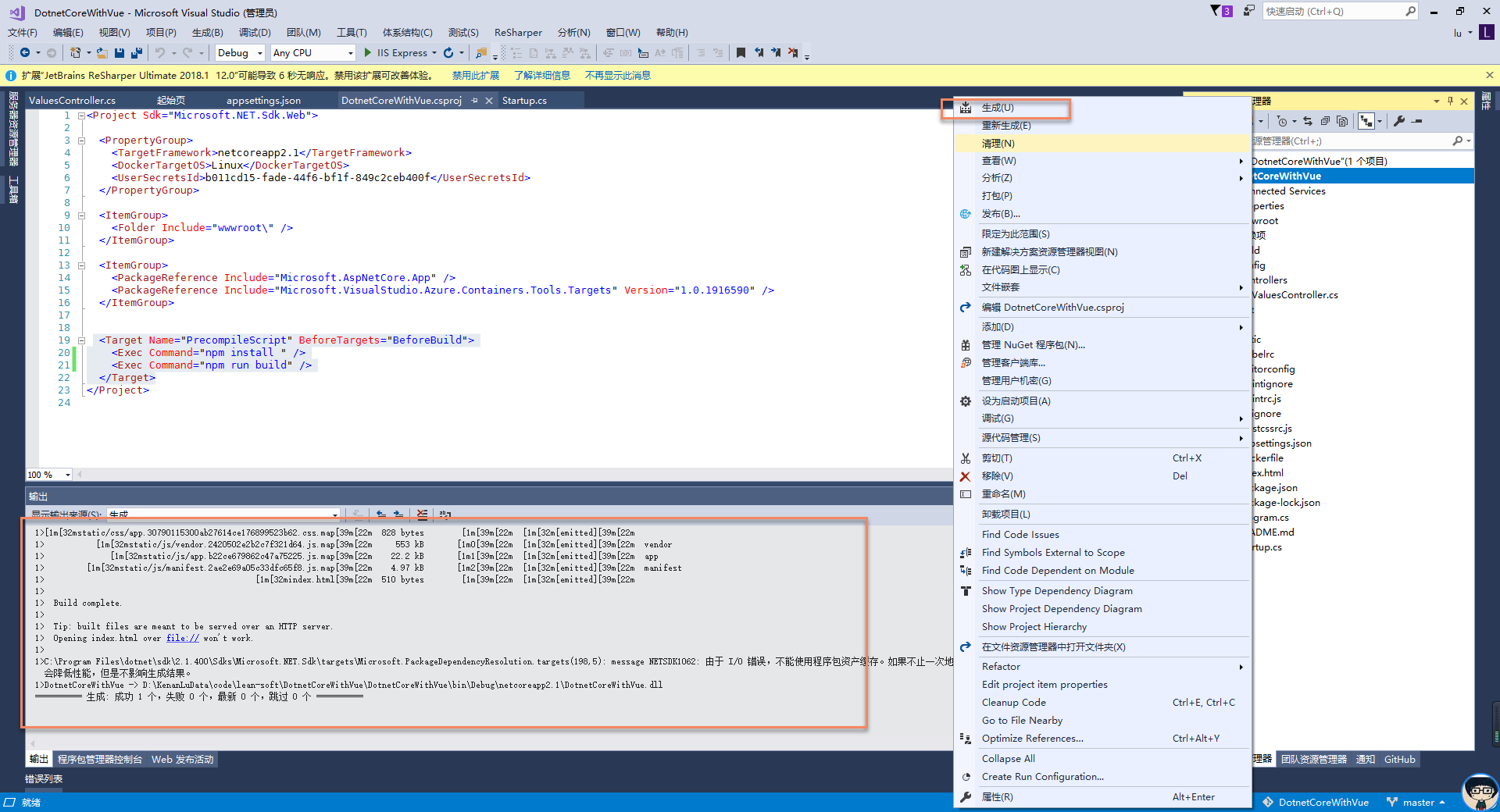 .Net core集成vue项目搭建与部署 - 图9