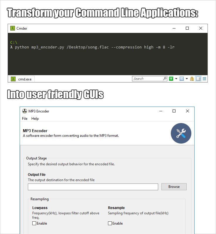 GitHub - chriskiehl/Gooey: Turn (almost) any Python command line program into a full GUI application with one line - 图3