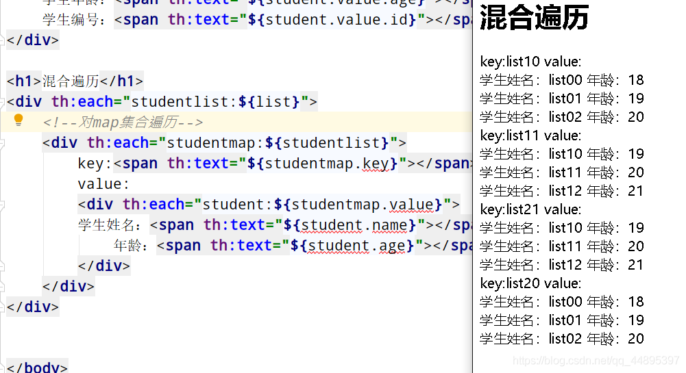 15.Thymeleaf的常见属性：th:each 遍历Map与List混合 - 图3