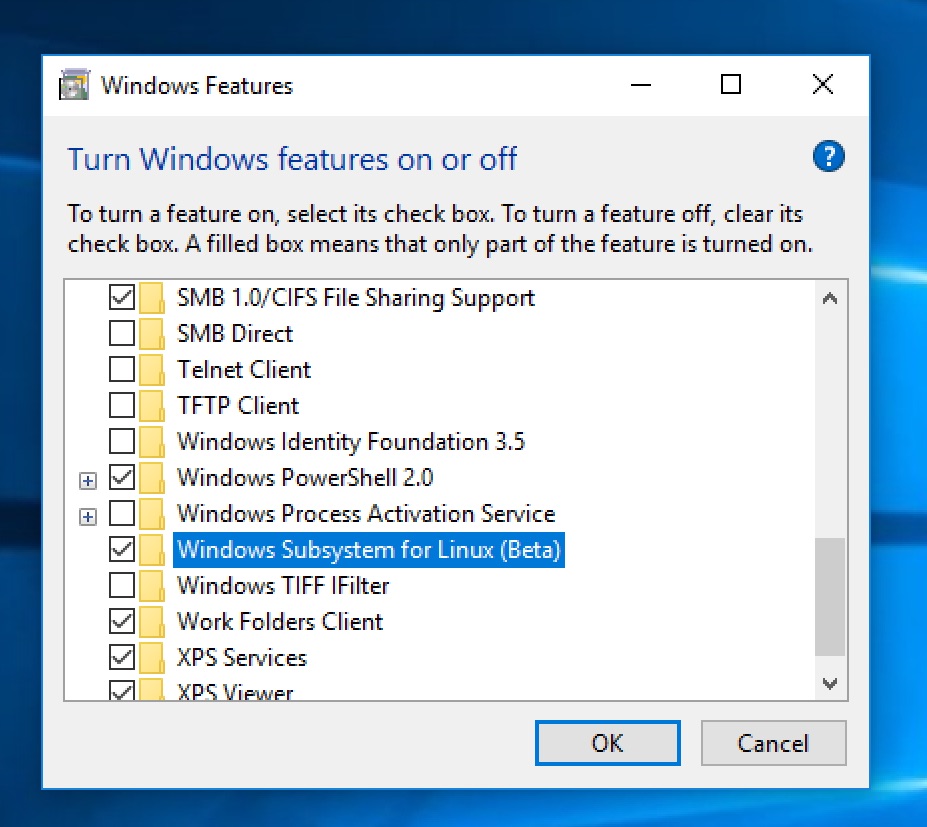 Check Windows Subsystem for Linux (Beta)