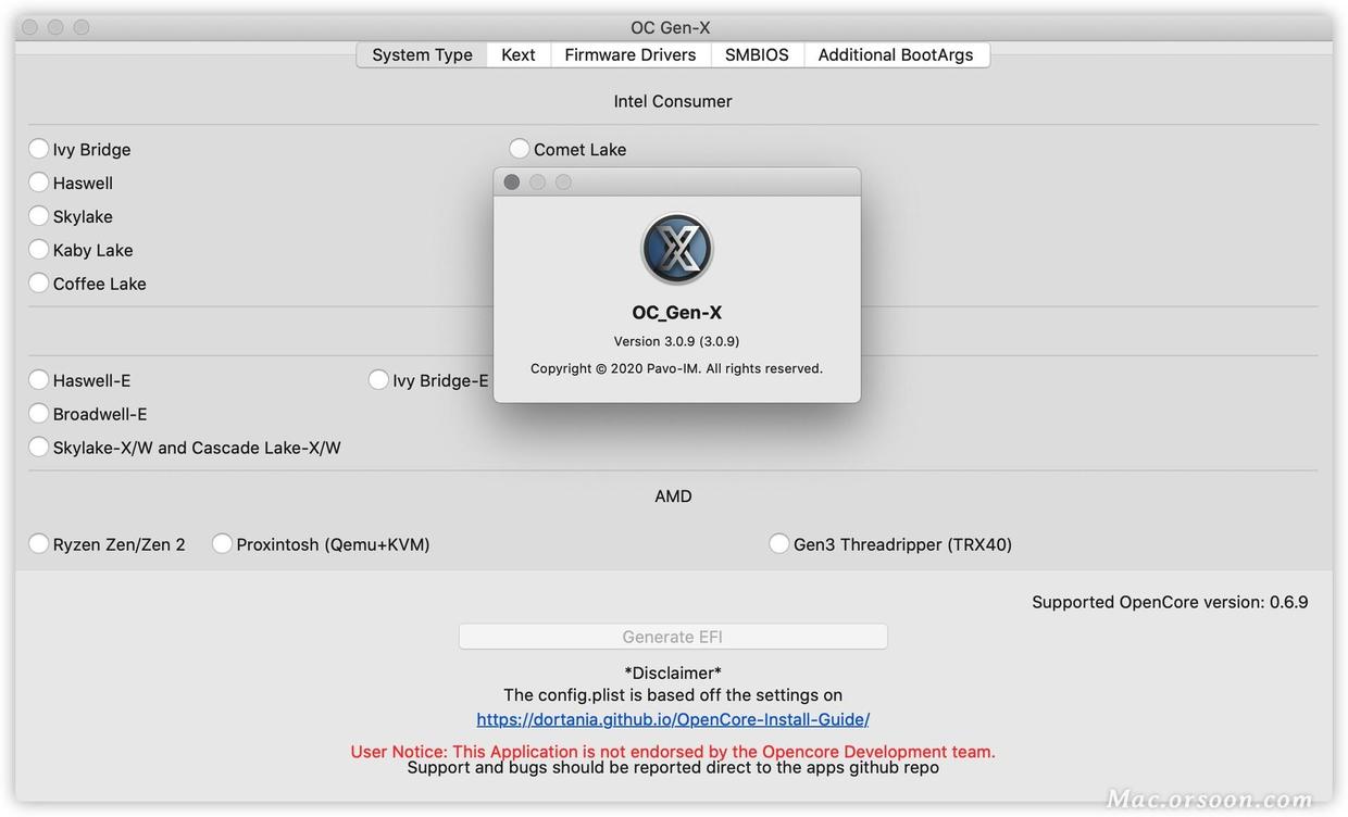 OC Gen X:一键制作黑苹果OpenCore EFI文件 - 图1