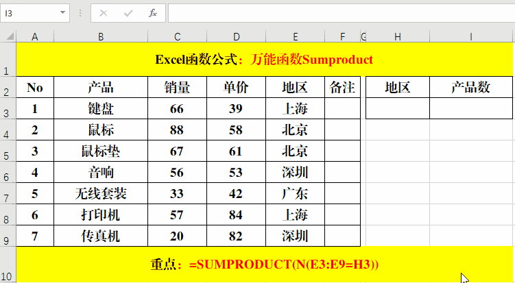 万能函数Sumproduct能解决4大类统计问题 - 图3