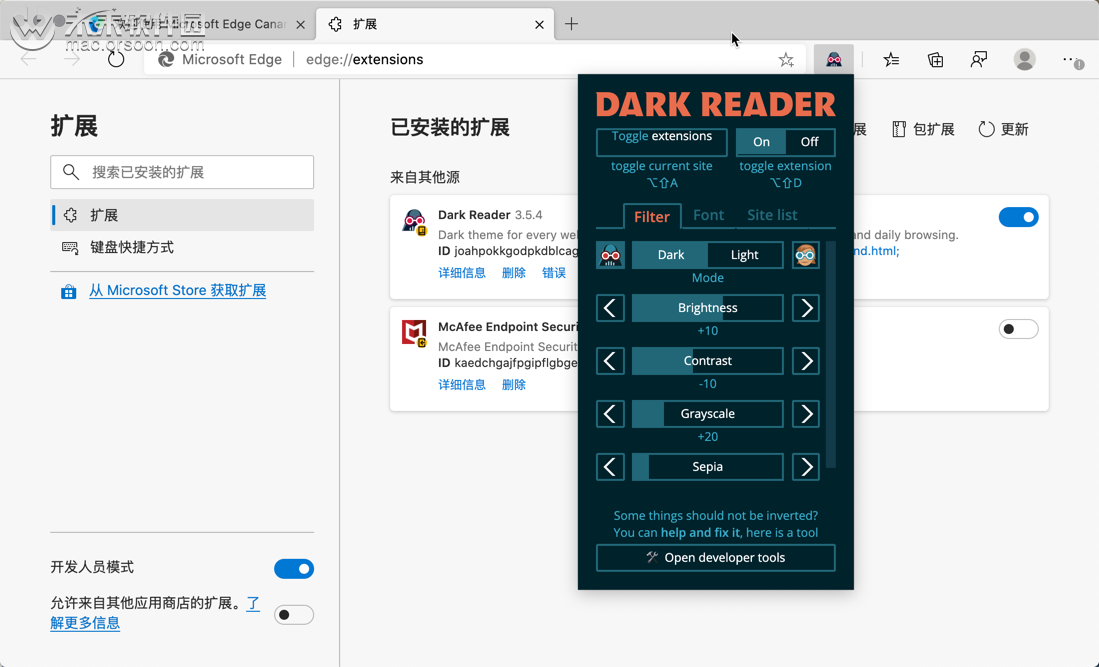 Chrome、Edge、Firefox浏览器夜间主题插件Dark Reader - 图11
