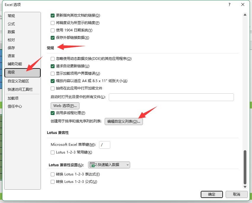 Excel选项界面