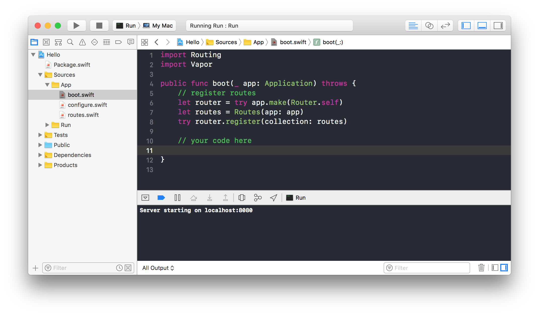 Xcode 9 running Vapor