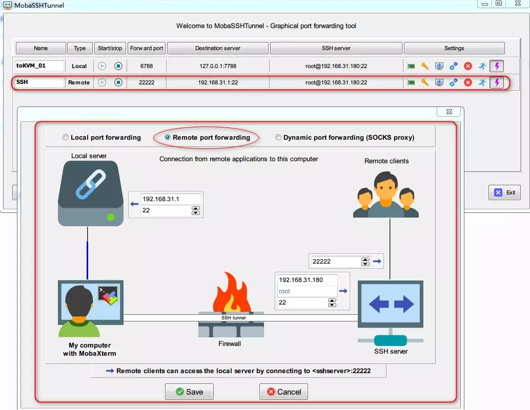 利用MobaXterm图形化配置SSH端口转发 - 图7